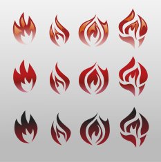 Icons vector flames fire