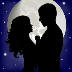 Couple in love on background of moon N2