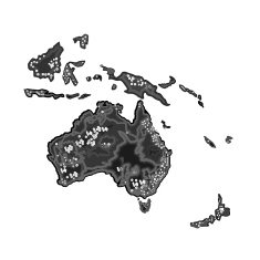 Australia map at night as engraving vintage vector