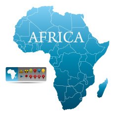 Africa map with navigation icons