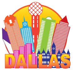 Dallas City Skyline Color Circle Vector Illustration