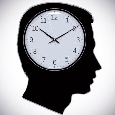 Male head silhouette with watch instead of brains