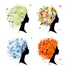 Four seasons - spring summer autumn winter Art female head