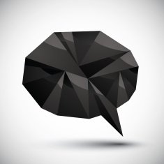 Black speech bubble geometric icon made in 3d modern style N2