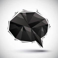 Black speech bubble geometric icon made in 3d modern style N3
