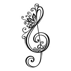 Vector Floral Decorative Treble Clef