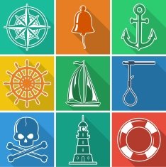 Set of flat nautical icons