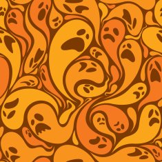 Ghost seamless pattern in orange color