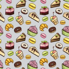 Vector seamless tiling patterns - bakery and pastry