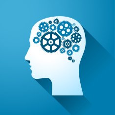 Human head with set of gears on his Brain