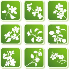 Green blossom icons
