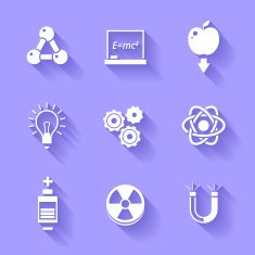 Set of white physics icons