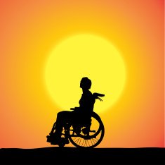 Vector silhouettes of woman in a wheelchair N4