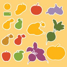 Templates for labels vegetables and fruits