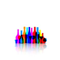 colorful bottles and glasses