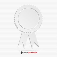 Abstract badge with ribbons web icon