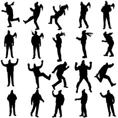 Vector silhouette of man in winter clothes N2