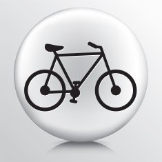 Round White Icon With Silhouette Bike N2