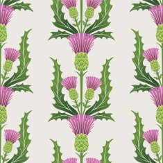 Simple Stencil Style Scottish Thistle In Pink Purple And Green N4