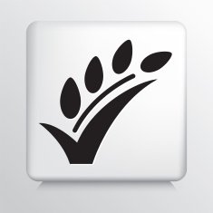 Square Icon with Wheat Stalk Check Mark Black Silhouette