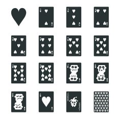 Heart Suit Playing Card Silhouette Icons