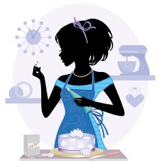 Cake baking girl silhouette