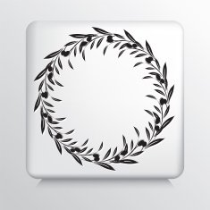 Square Icon With Olive Branches Wreath N3