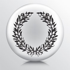 Round Icon With Olive Branches Wreath N6