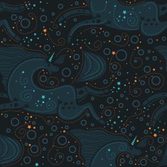 Pattern unicorns galloping in the night sky