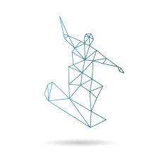 Snowboarder jumping abstract isolated on a white backgrounds vector illustration