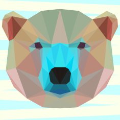 Bright colored polygonal white bear background N2