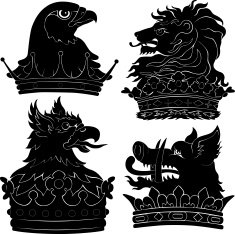 Animals and Crowns Heraldry silhouettes