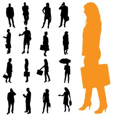 Vector silhouette of business people N117