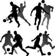 Soccer Attackers V DefendersPlayers Silhouettes