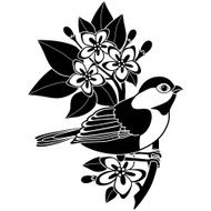 chickadee and mayflowers