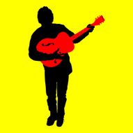 Troubador Acoustic Guitarist Silhouette (jpg vector)