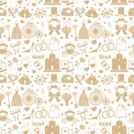 Wedding Flat Design elements in seamless pattern