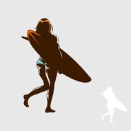 Girl goes surfing - silhouette