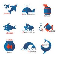 Different types of fish in minimalist design