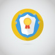 Flat vector icon with gold medal