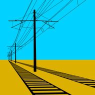 Railroad overhead lines Contact wire Vector illustration N3