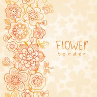 Outline floral summer border on seamless texture N2