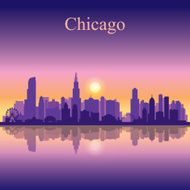 Chicago city skyline silhouette background N2