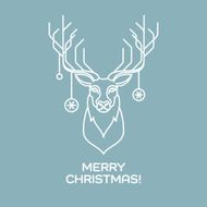 Christmas deer Line art Vector illustration N2