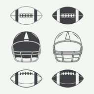 Set of vintage rugby and american football labels emblems logo