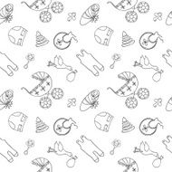 Monochrome baby seamless pattern N2
