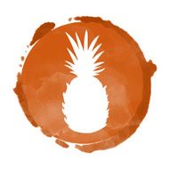 Watercolor circle paint stain and pineapple N2