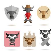 Set of cow heads abstract isolated on a white backgrounds