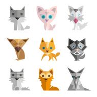 Set of abstract cats vector illustration N3