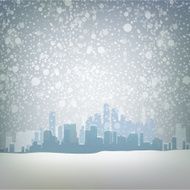 Traditional winter urban outdoor illustration with snow